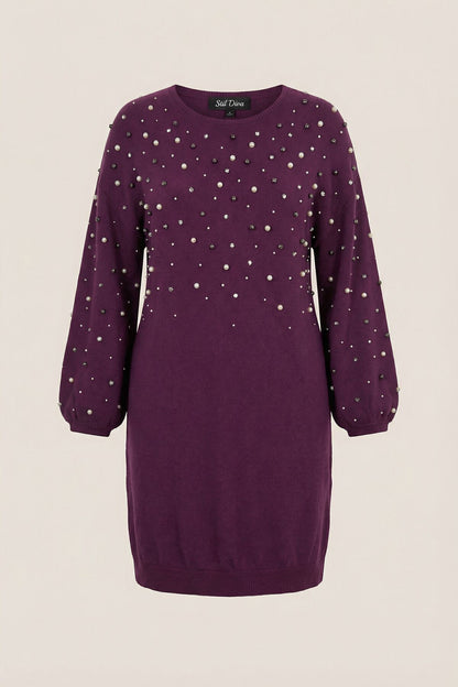 Plus-Size Perlen- und Stein-Kleid