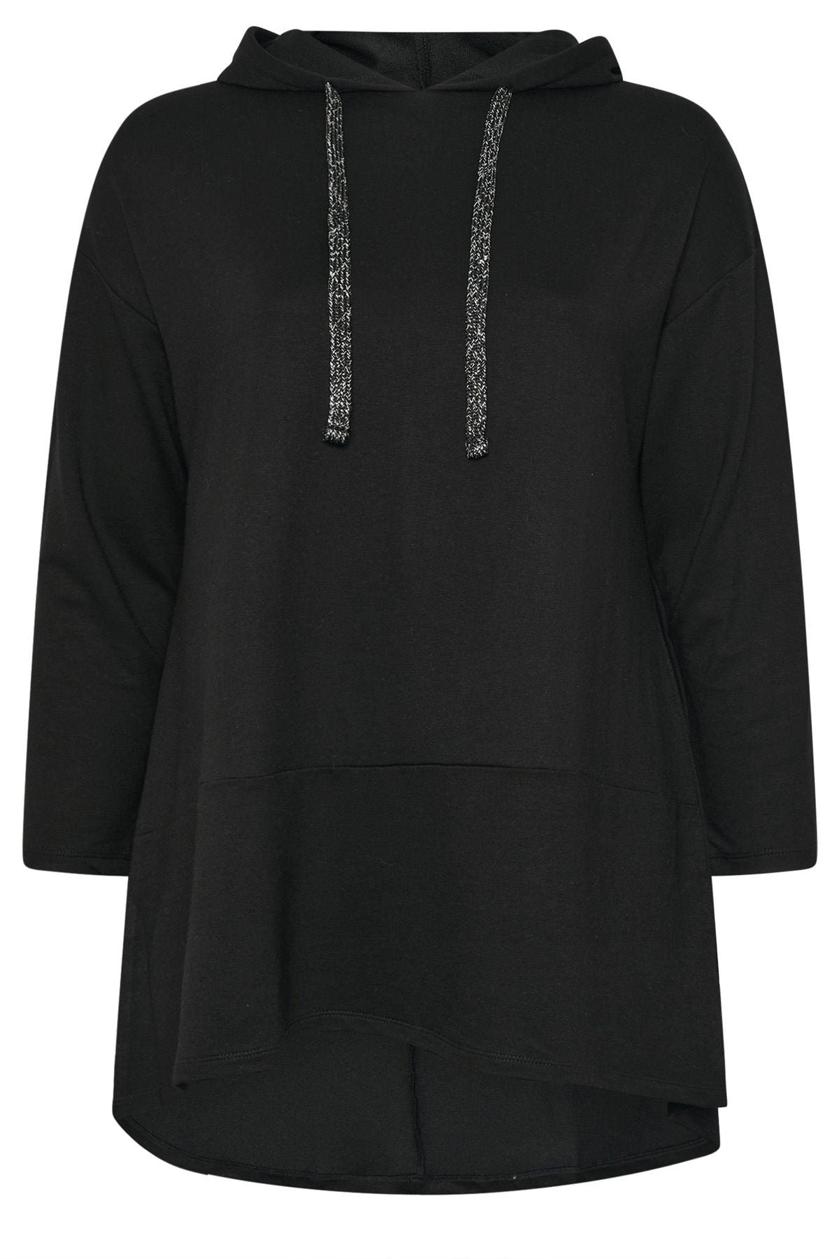 Kapuzenpullover in Übergröße mit asymmetrischem Schnitt, langen Ärmeln