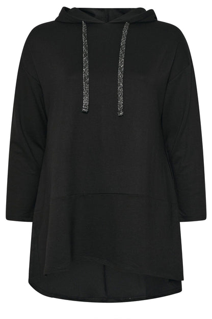 Kapuzenpullover in Übergröße mit asymmetrischem Schnitt, langen Ärmeln