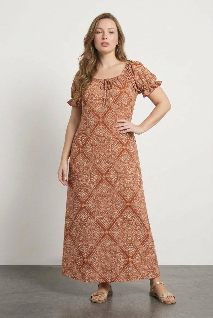 Plus-Size Rüschensleeve Quadratkleid