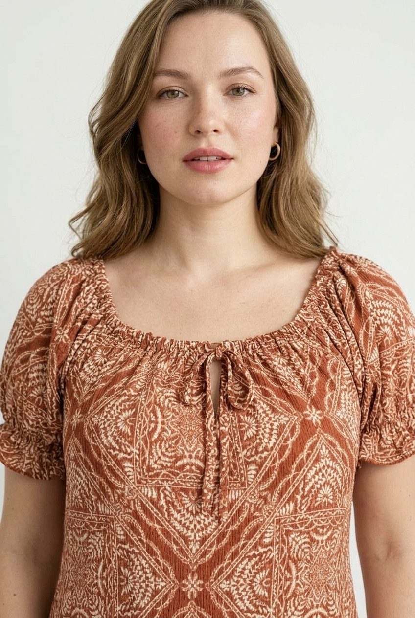 Plus-Size Rüschensleeve Quadratkleid