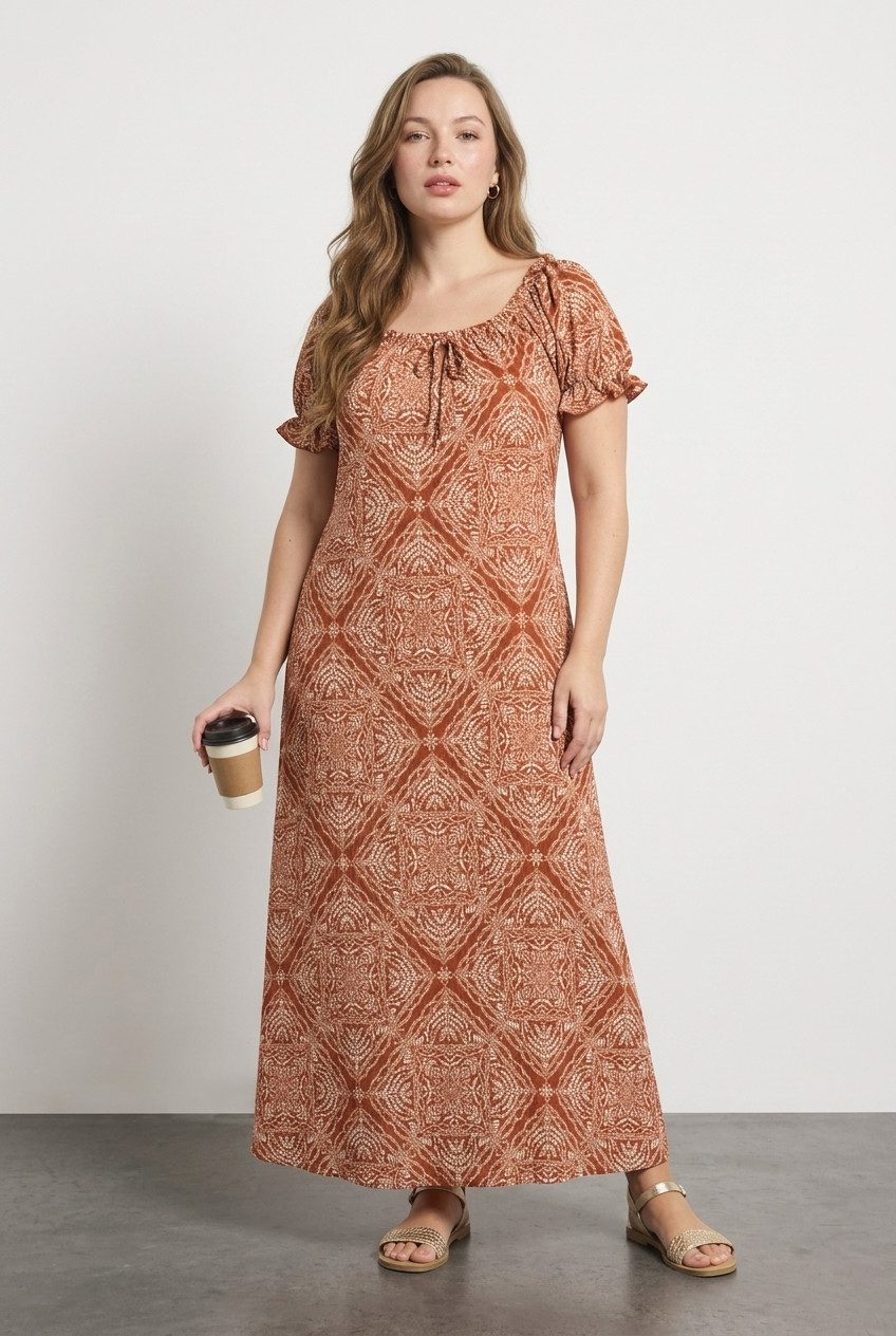 Plus-Size Rüschensleeve Quadratkleid