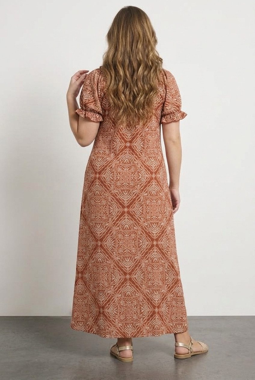 Plus-Size Rüschensleeve Quadratkleid