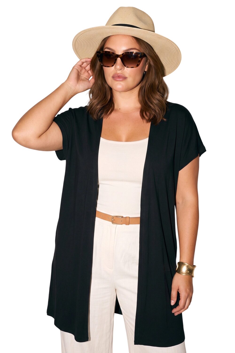 Plus Size Kurzarm Cardigan