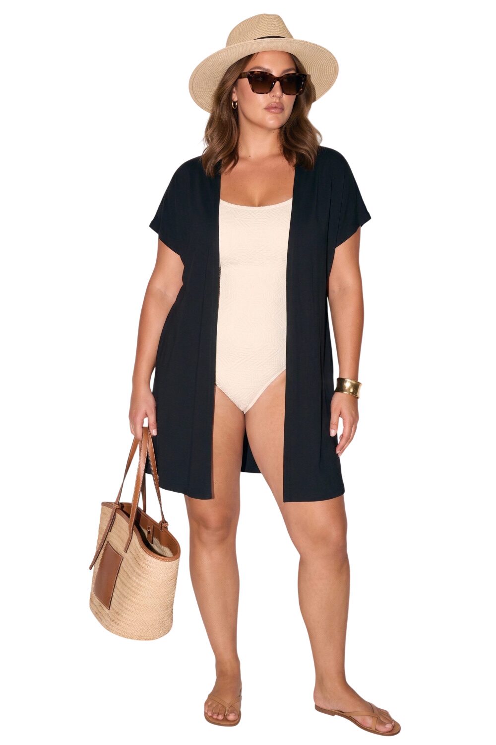 Plus Size Kurzarm Cardigan