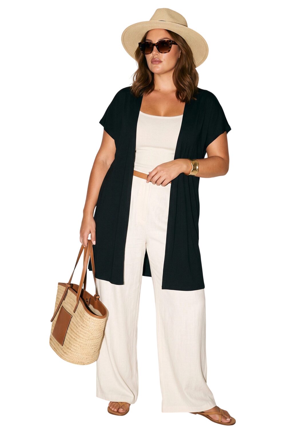 Plus Size Kurzarm Cardigan