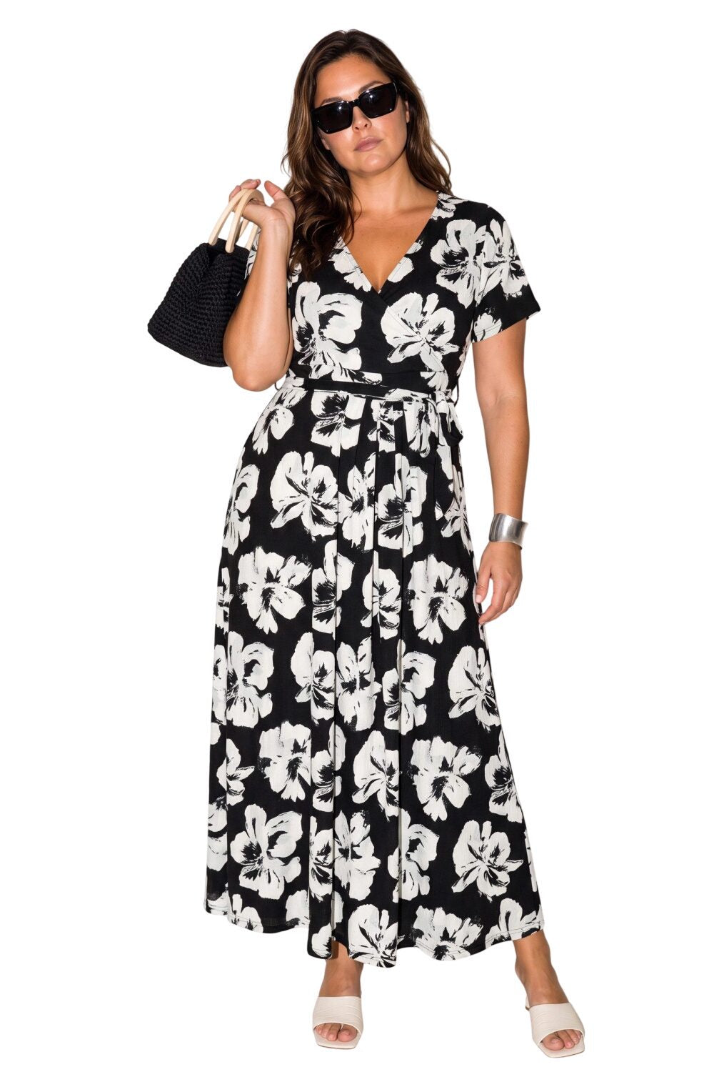 Plus Size Wickelkleid mit Print
