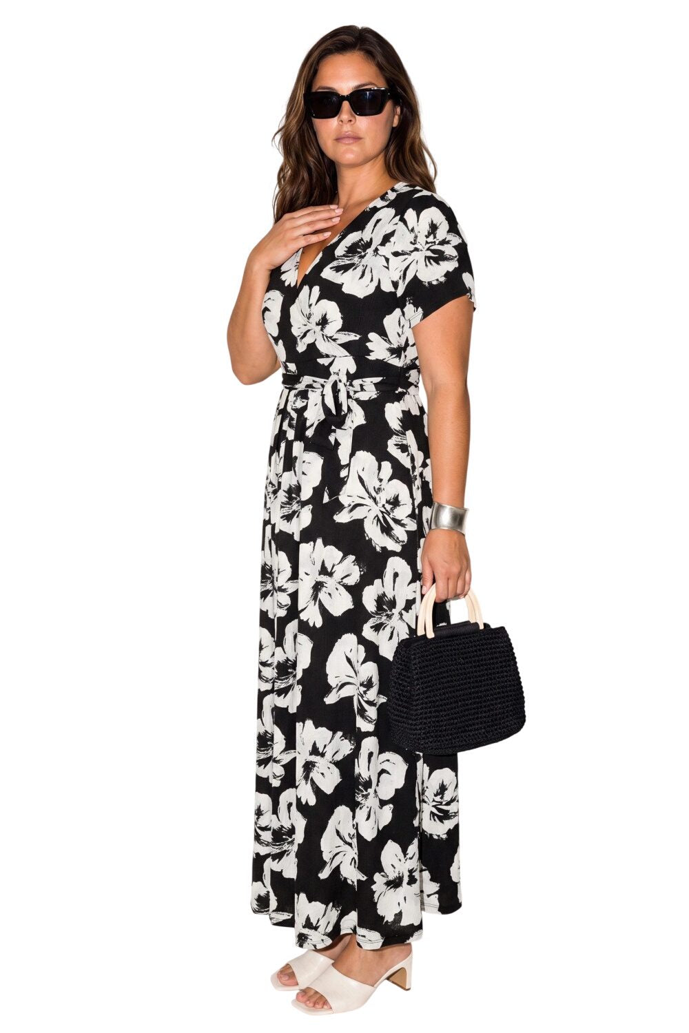 Plus Size Wickelkleid mit Print