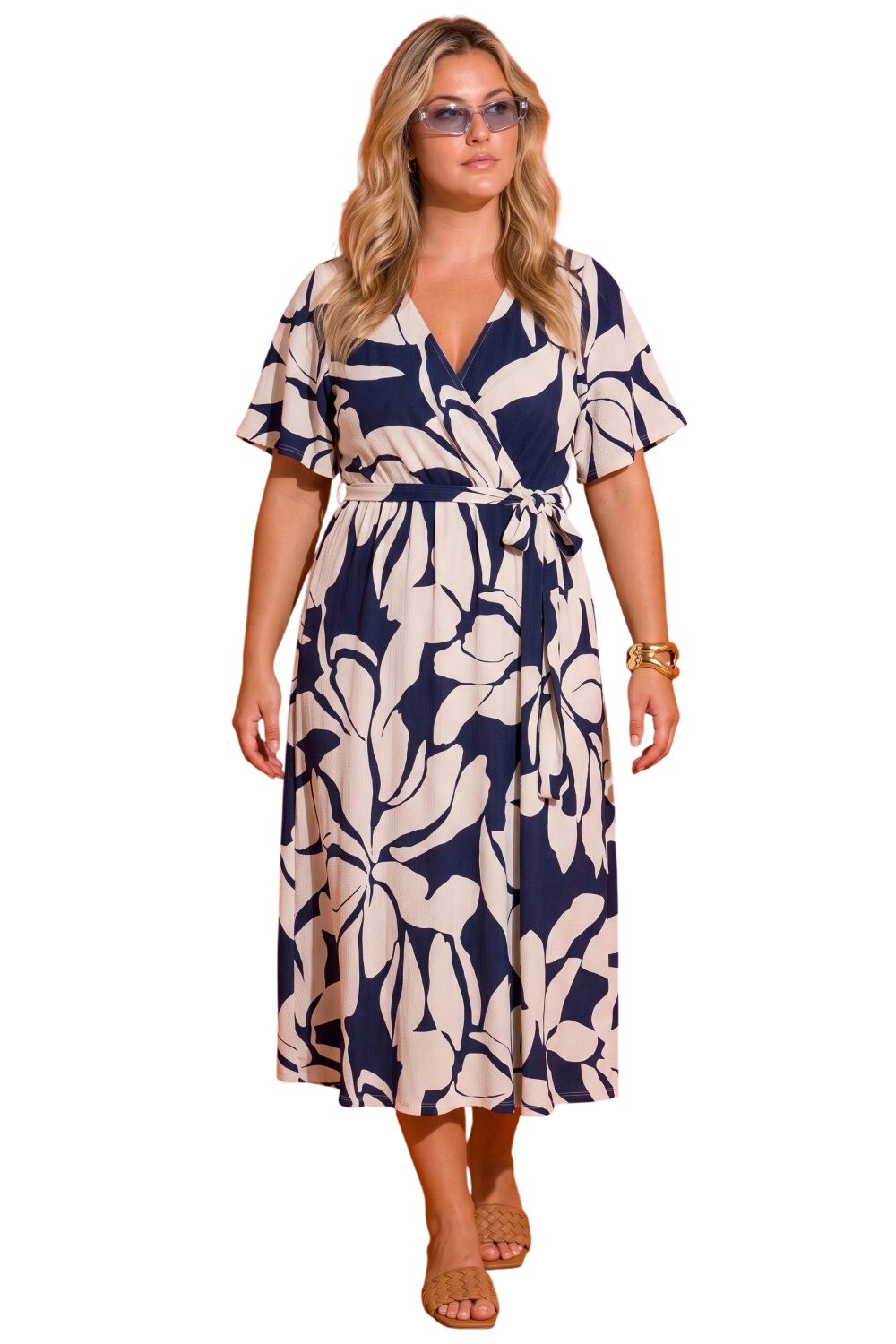 Plus Size Wickelkleid mit Druck