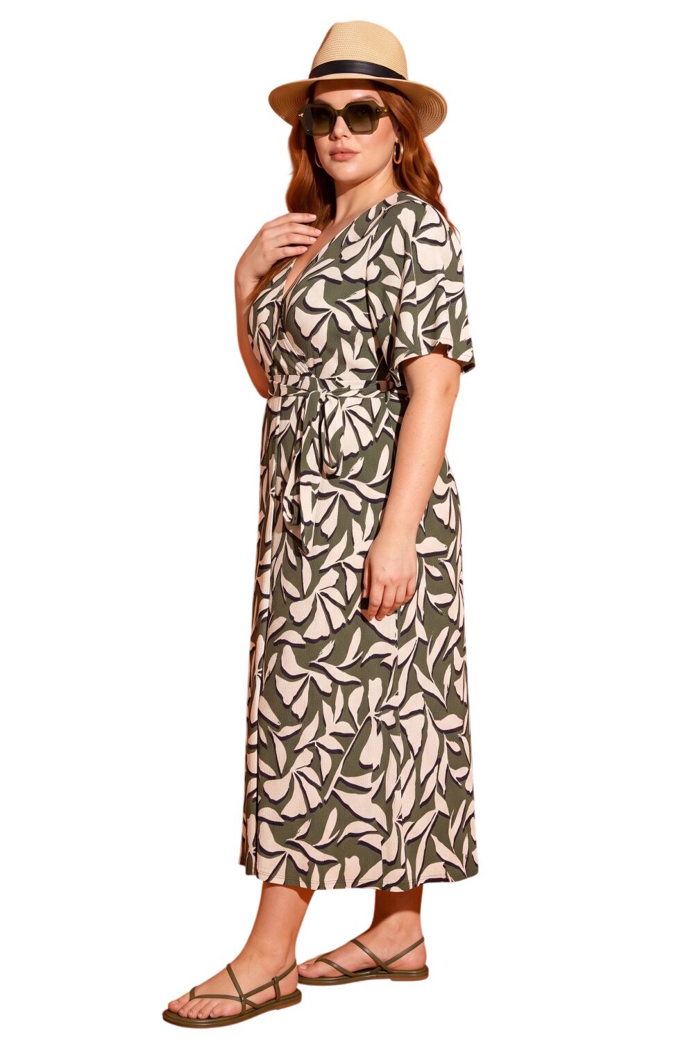 Plus Size Wickelkleid mit Druck