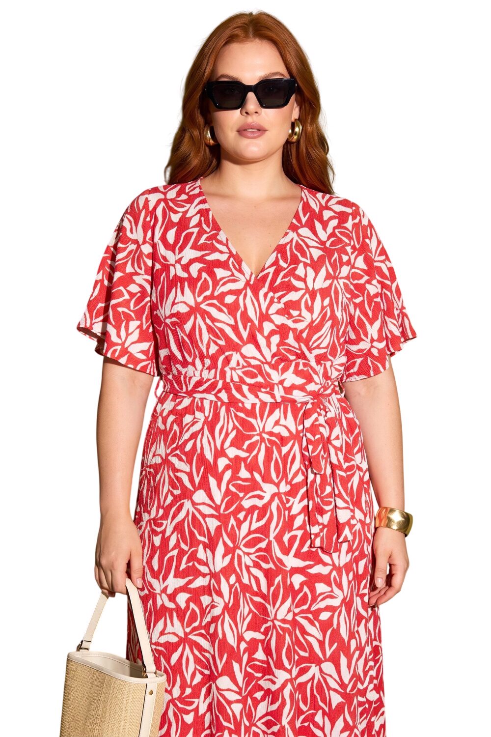 Plus Size Wickelkleid mit Druck