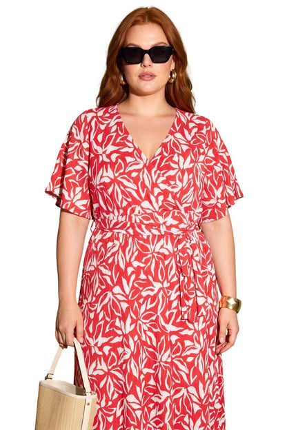 Plus Size Wickelkleid mit Druck