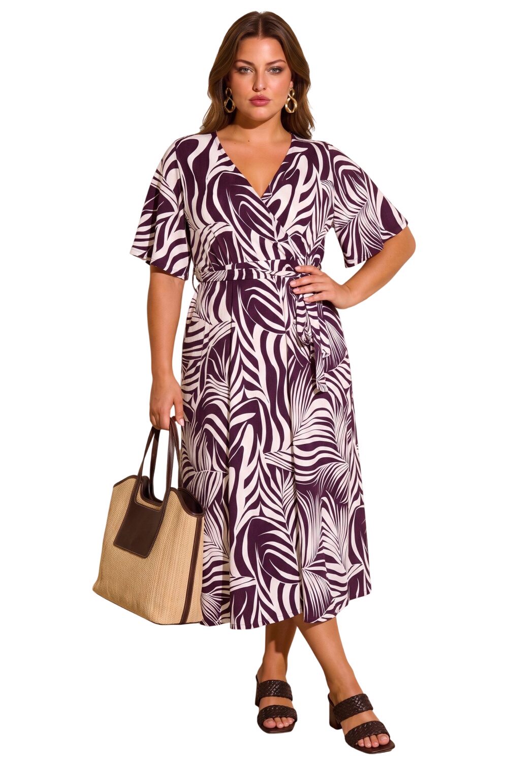 Plus Size Wickelkleid mit Druck