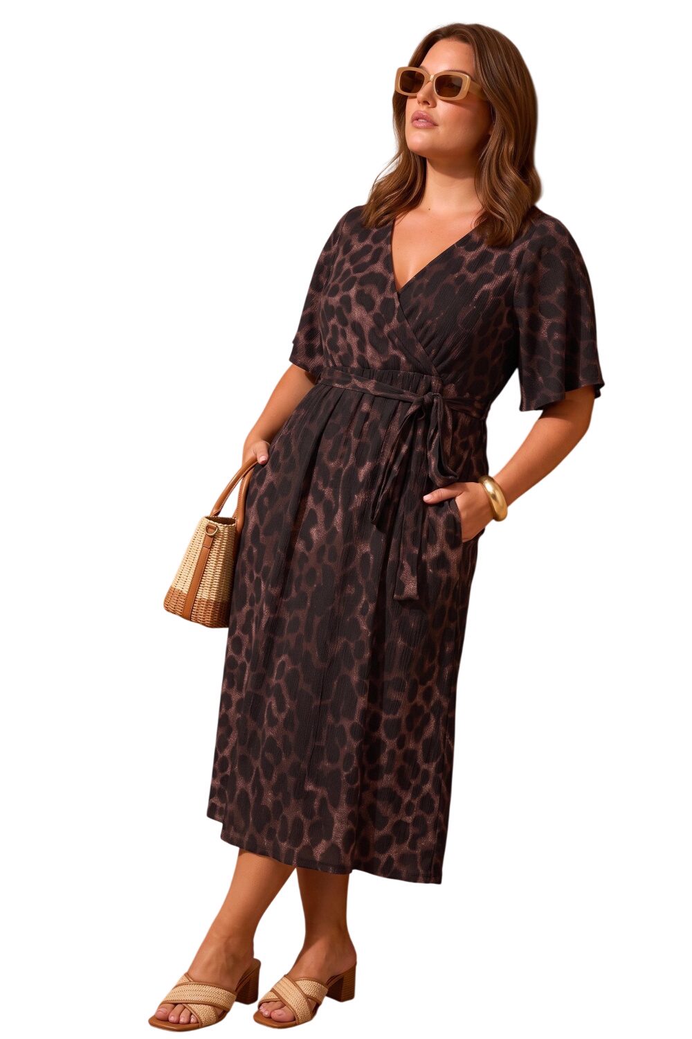 Plus Size Wickelkleid mit Druck
