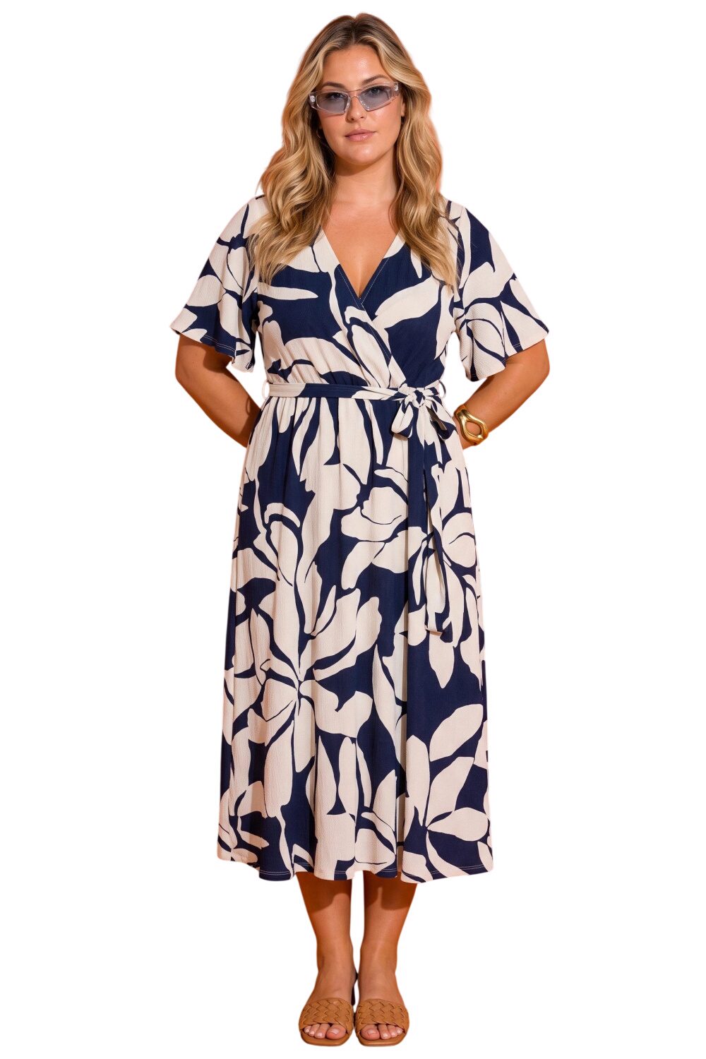 Plus Size Wickelkleid mit Druck