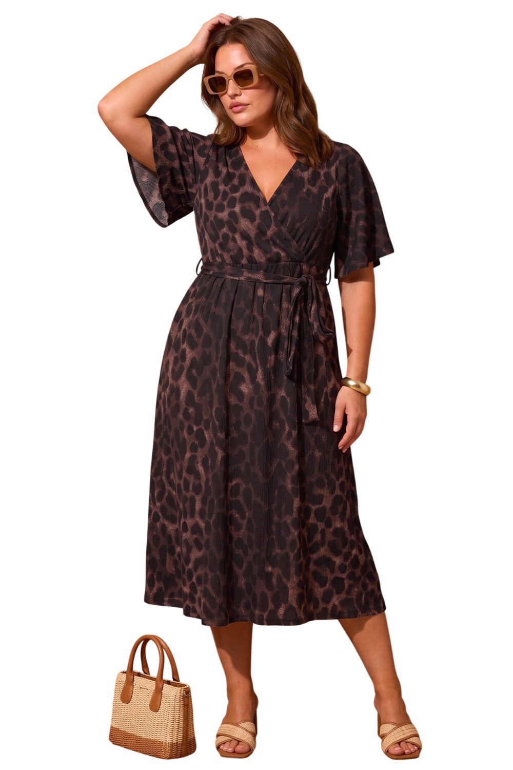 Plus Size Wickelkleid mit Druck