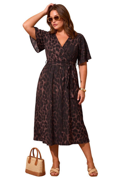 Plus Size Wickelkleid mit Druck