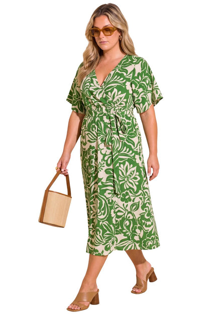 Plus Size Wickelkleid mit Druck