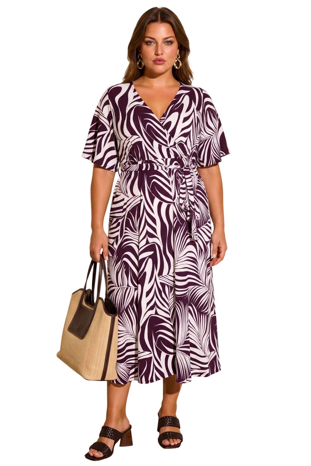 Plus Size Wickelkleid mit Druck