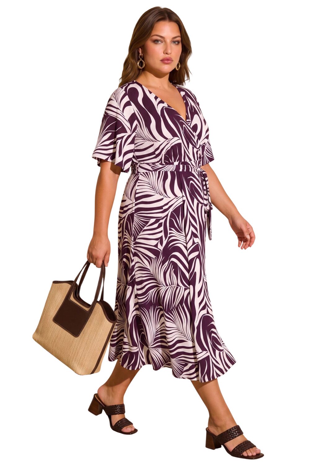 Plus Size Wickelkleid mit Druck