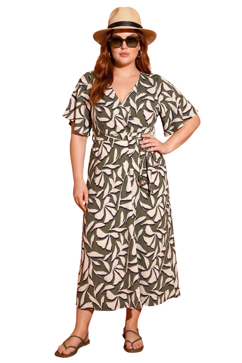 Plus Size Wickelkleid mit Druck