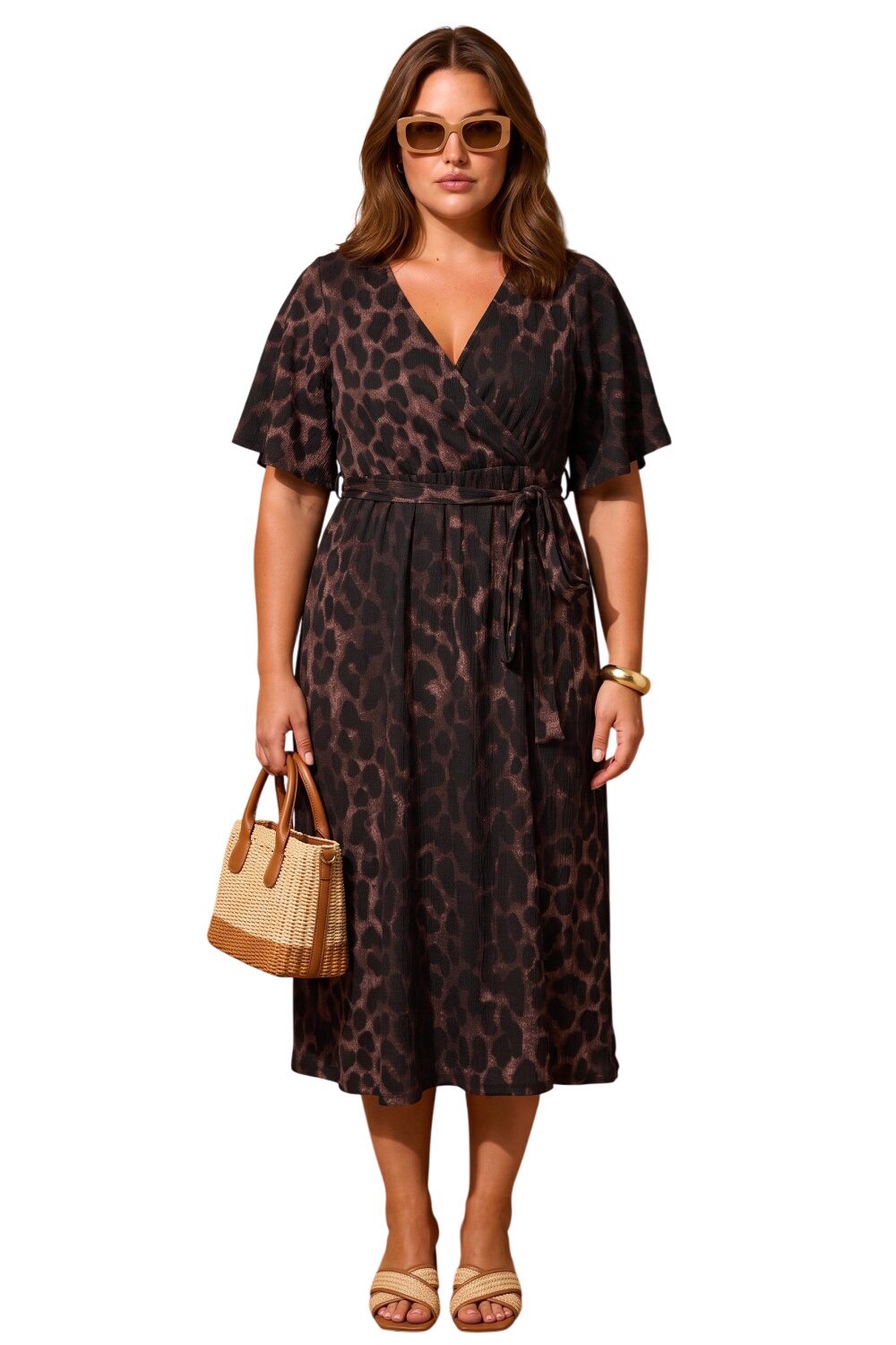 Plus Size Wickelkleid mit Druck