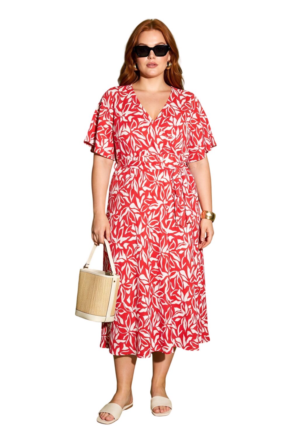 Plus Size Wickelkleid mit Druck