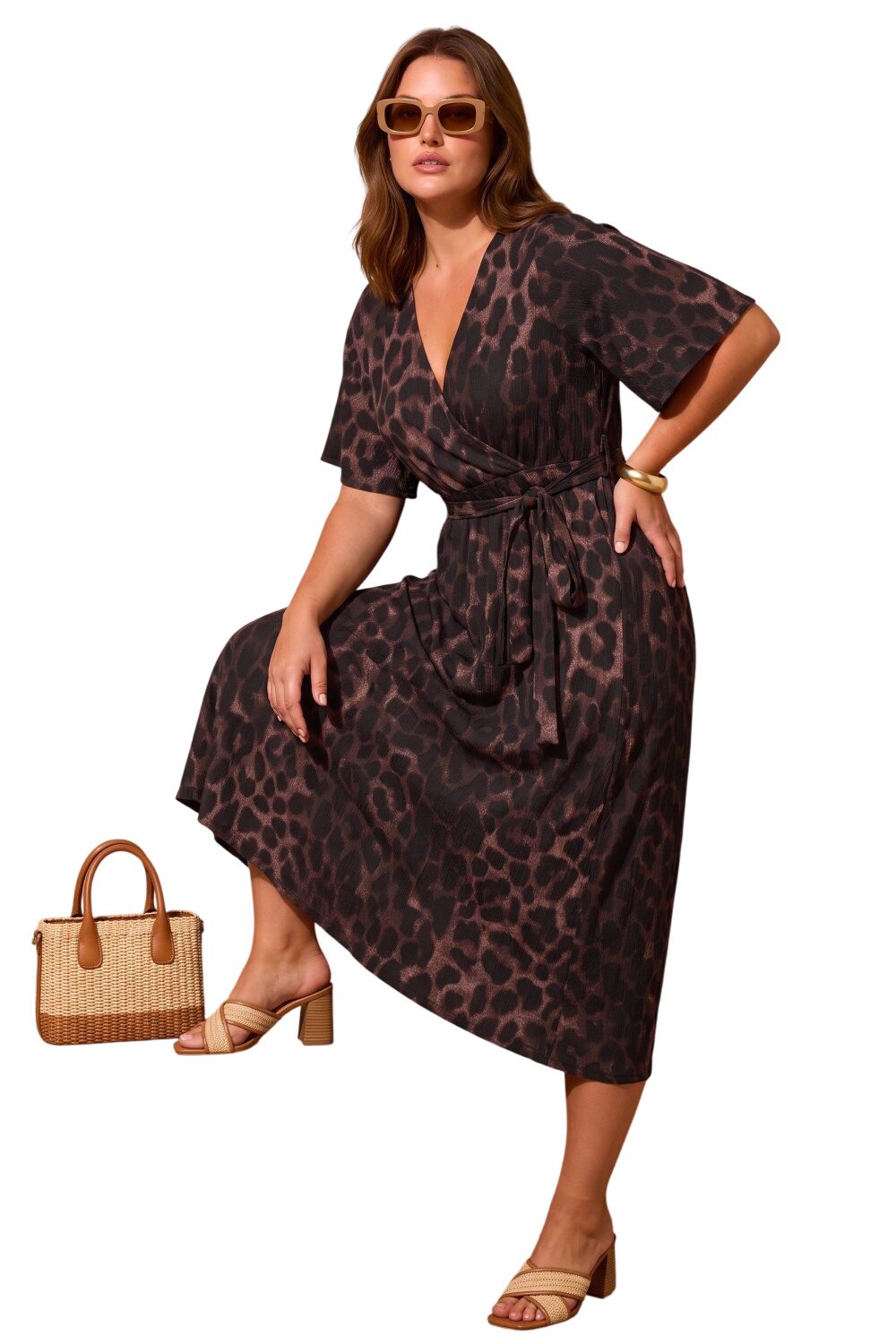 Plus Size Wickelkleid mit Druck