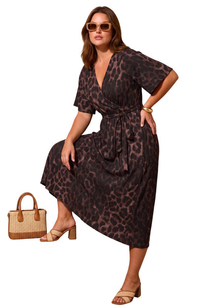 Plus Size Wickelkleid mit Druck