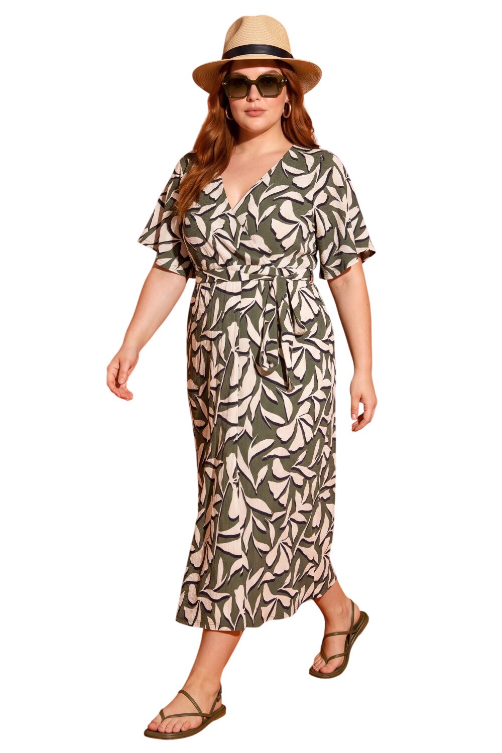 Plus Size Wickelkleid mit Druck