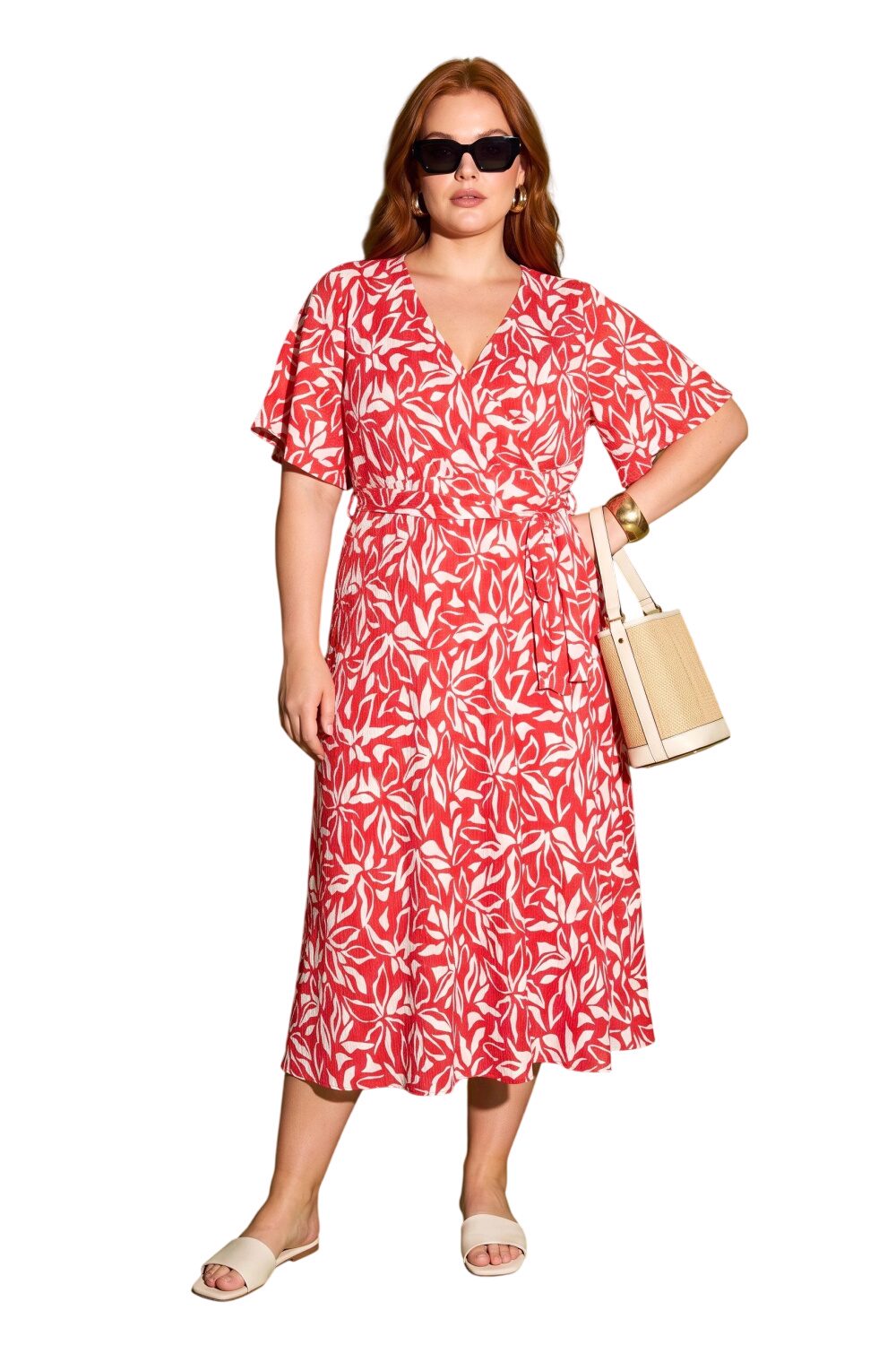 Plus Size Wickelkleid mit Druck