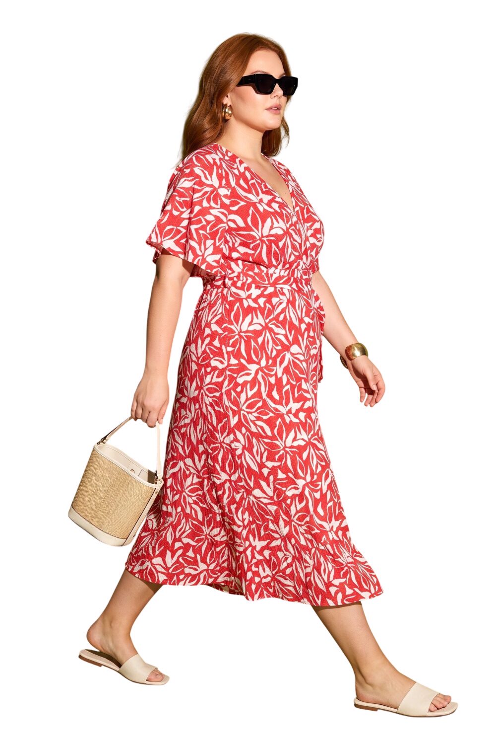 Plus Size Wickelkleid mit Druck