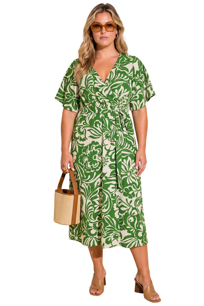 Plus Size Wickelkleid mit Druck