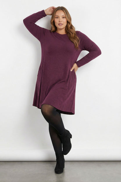 Übergrößen Lila Weich-Tunika Kleid 285078