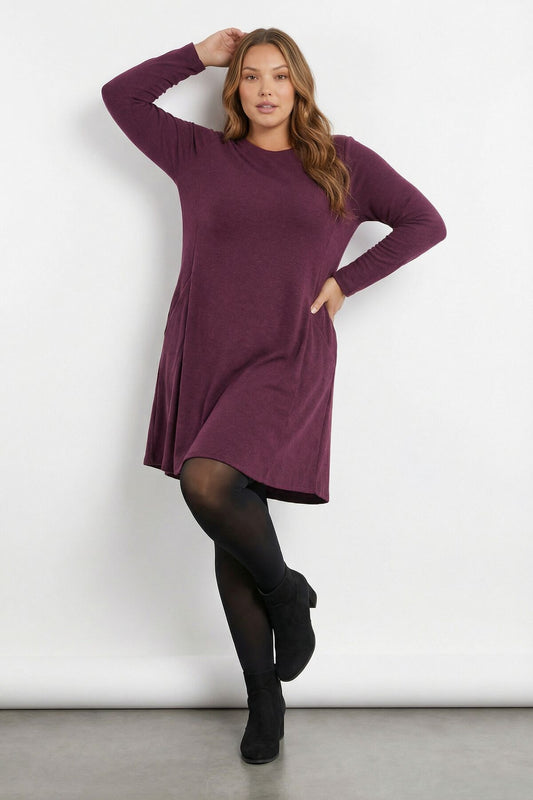 Übergrößen Lila Weich-Tunika Kleid 285078
