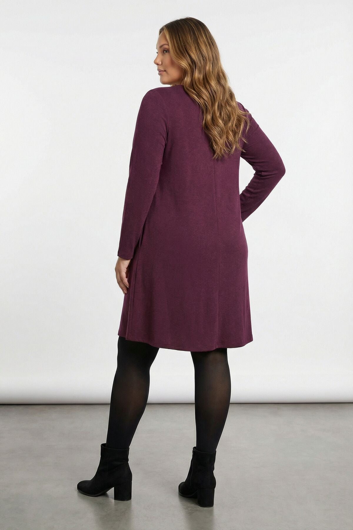 Übergrößen Lila Weich-Tunika Kleid 285078