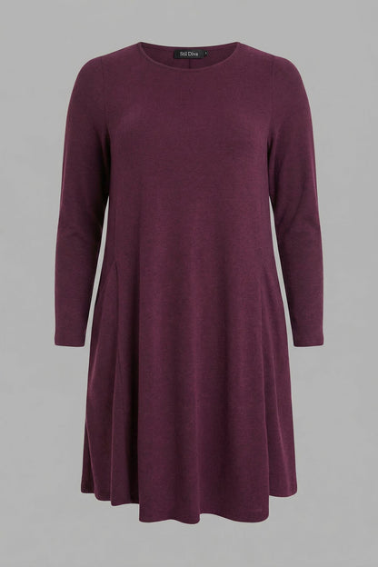 Übergrößen Lila Weich-Tunika Kleid 285078