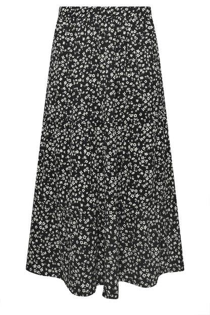 Plus Size langer, gemusterter Rock ohne Taschen und mit elastischem Bund, gemustert