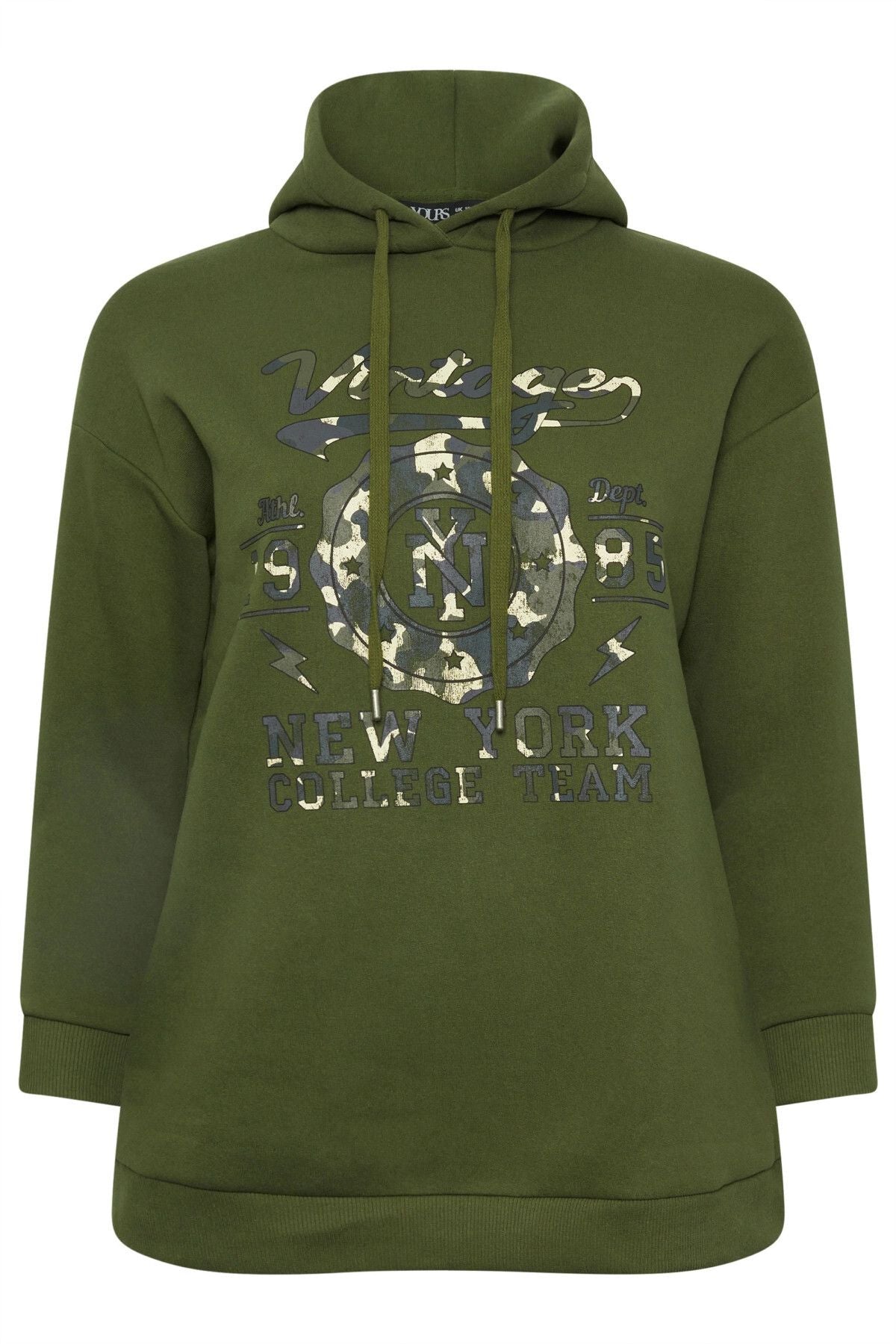 Kapuzenpullover in Übergröße mit langen Ärmeln und Frontprint