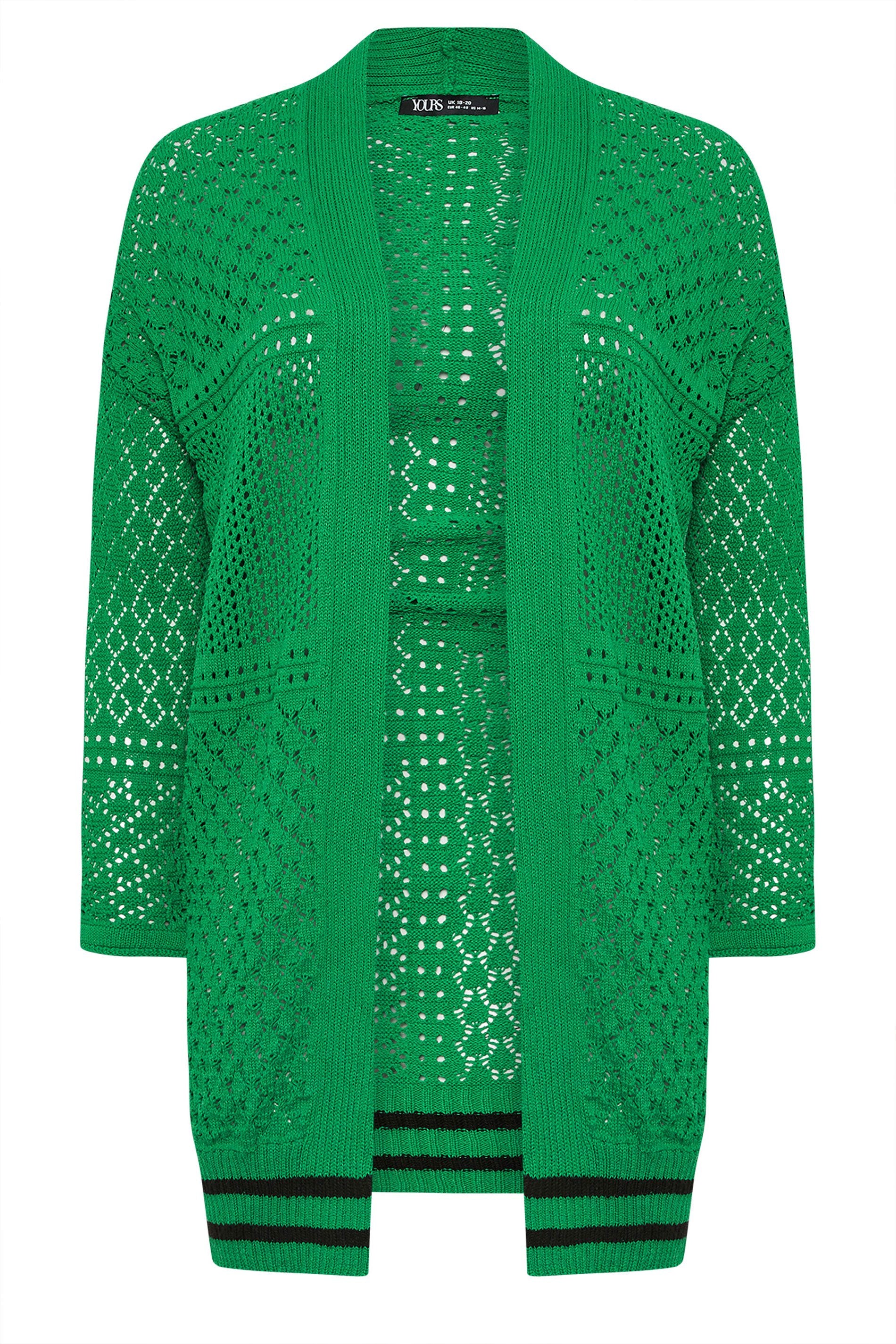 Strickjacke in Übergröße mit langen Ärmeln und offener Vorderseite aus Spitze