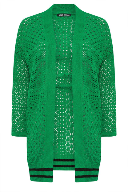 Strickjacke in Übergröße mit langen Ärmeln und offener Vorderseite aus Spitze