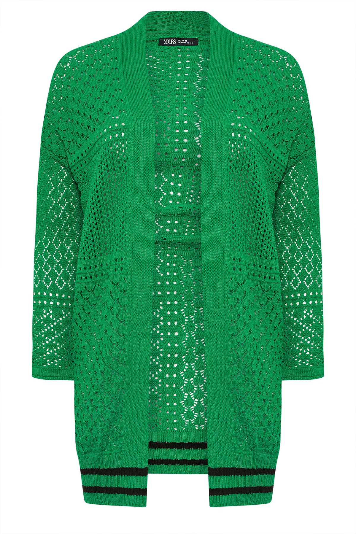 Strickjacke in Übergröße mit langen Ärmeln und offener Vorderseite aus Spitze