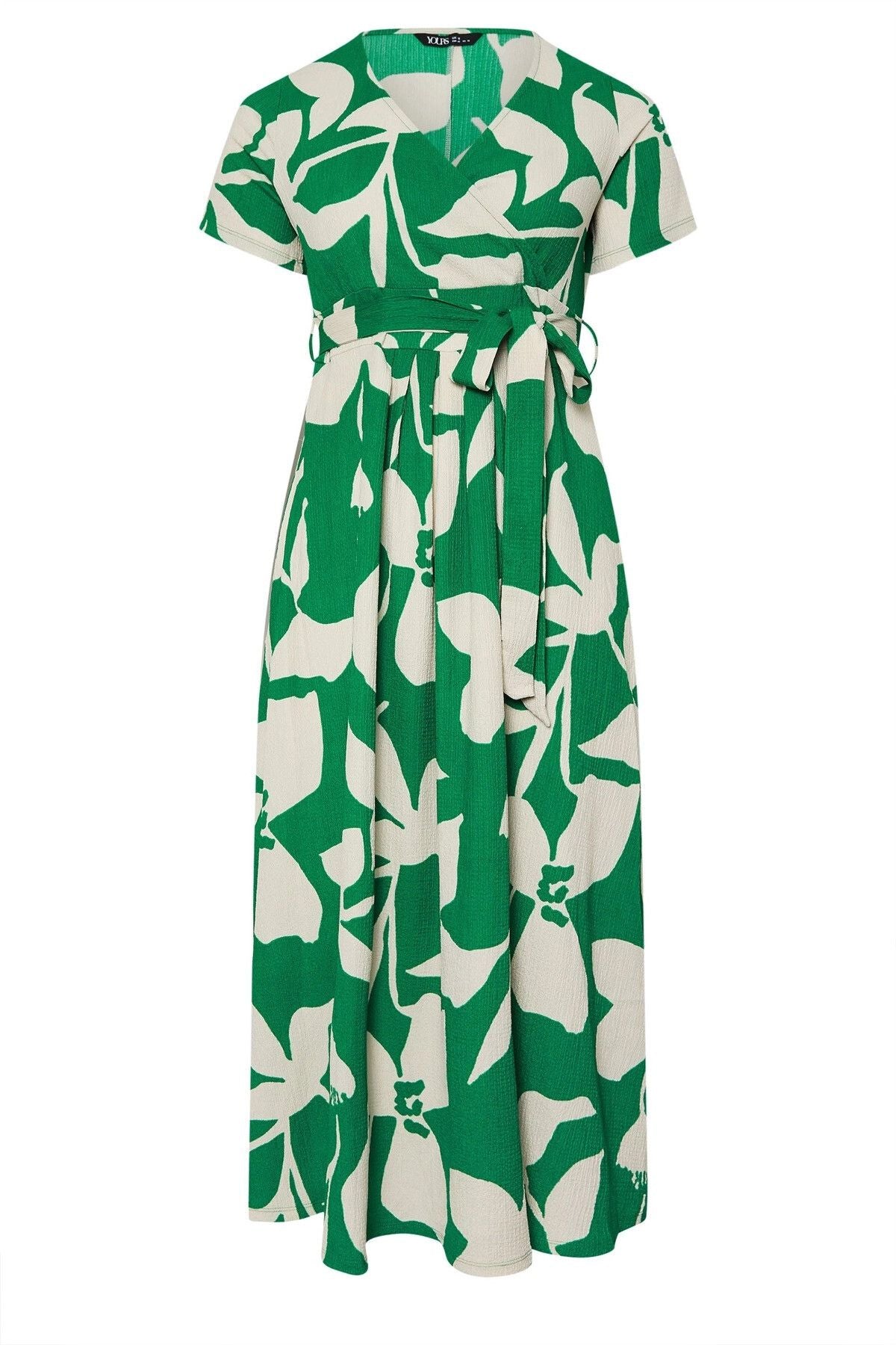 Plus Size Kleid aus geblümtem Crinkle-Stoff mit V-Ausschnitt