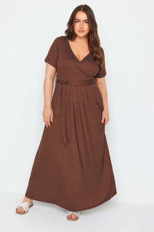 Plus Size Wickelkleid aus Lycra mit V-Ausschnitt und Gürteldetails