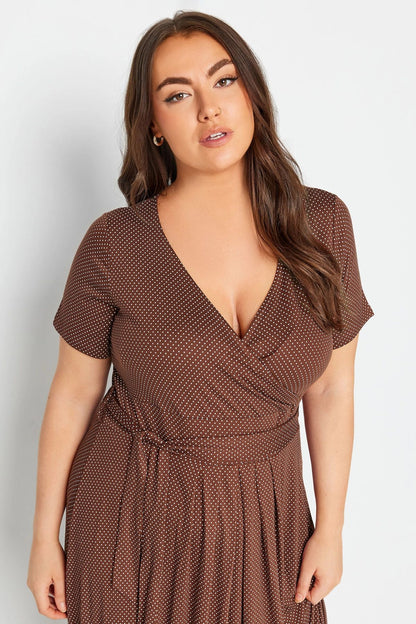 Plus Size Wickelkleid aus Lycra mit V-Ausschnitt und Gürteldetails