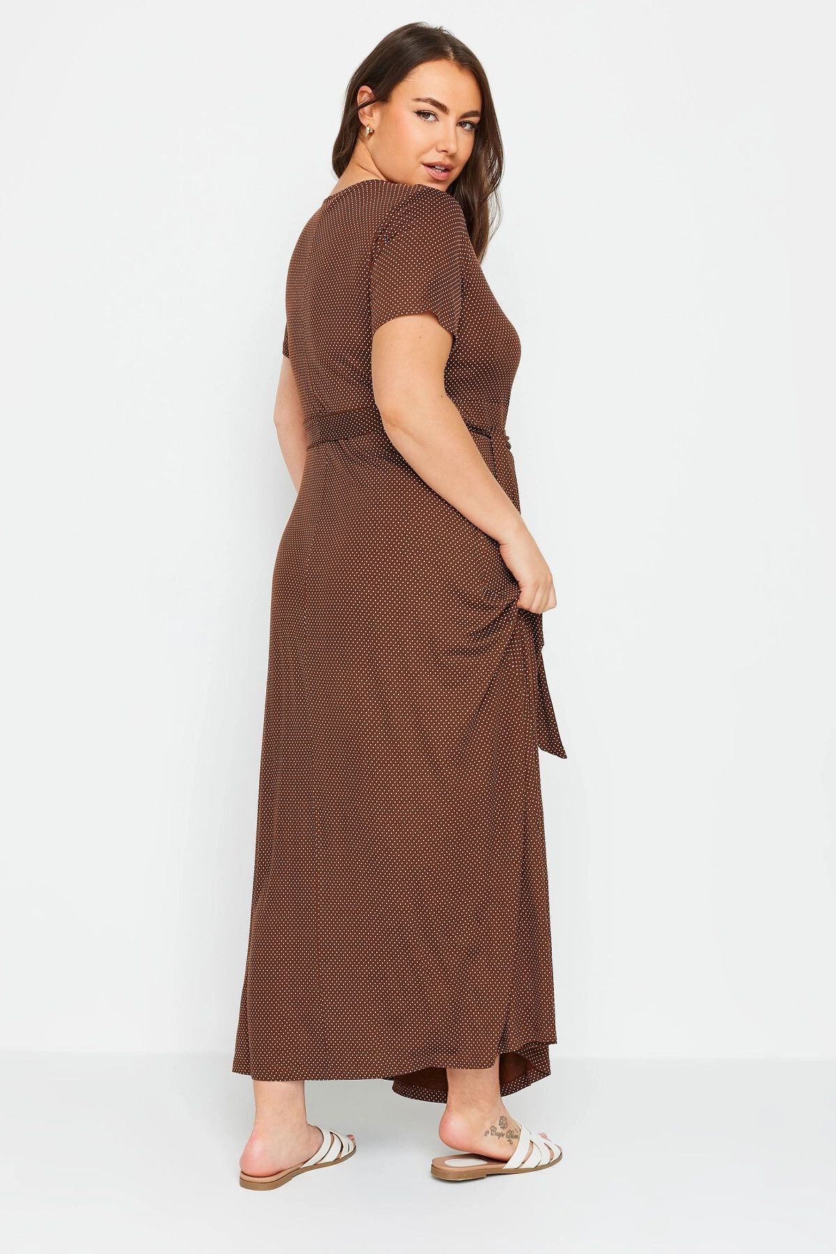 Plus Size Wickelkleid aus Lycra mit V-Ausschnitt und Gürteldetails