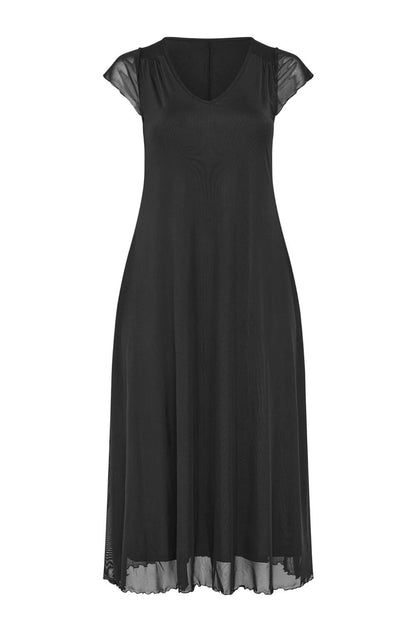 Plus Size V-Ausschnitt Kurzarm Midi Kleid
