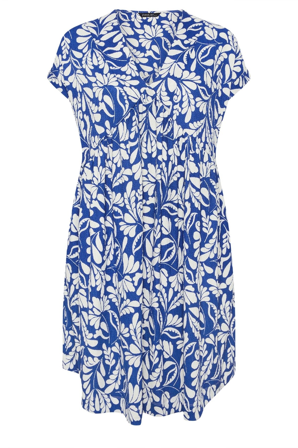 Midikleid in Übergröße mit V-Ausschnitt, kurzen Ärmeln, Taschen und Blumenmuster