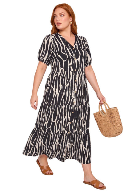 Plus Size V-Ausschnitt Midi-Kleid