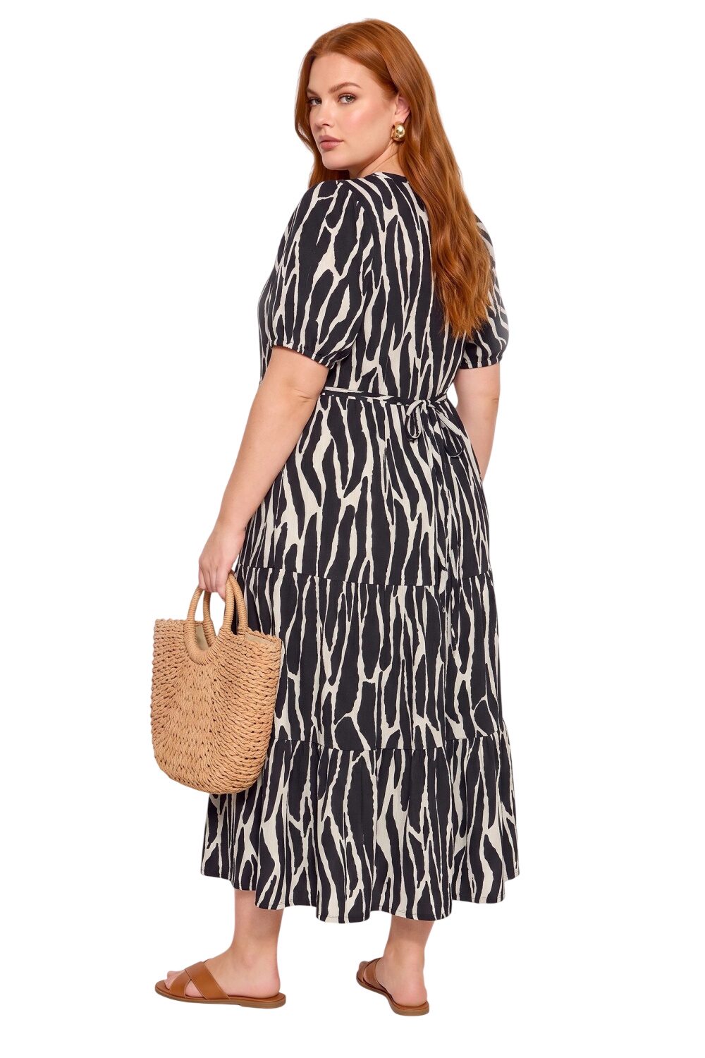 Plus Size V-Ausschnitt Midi-Kleid